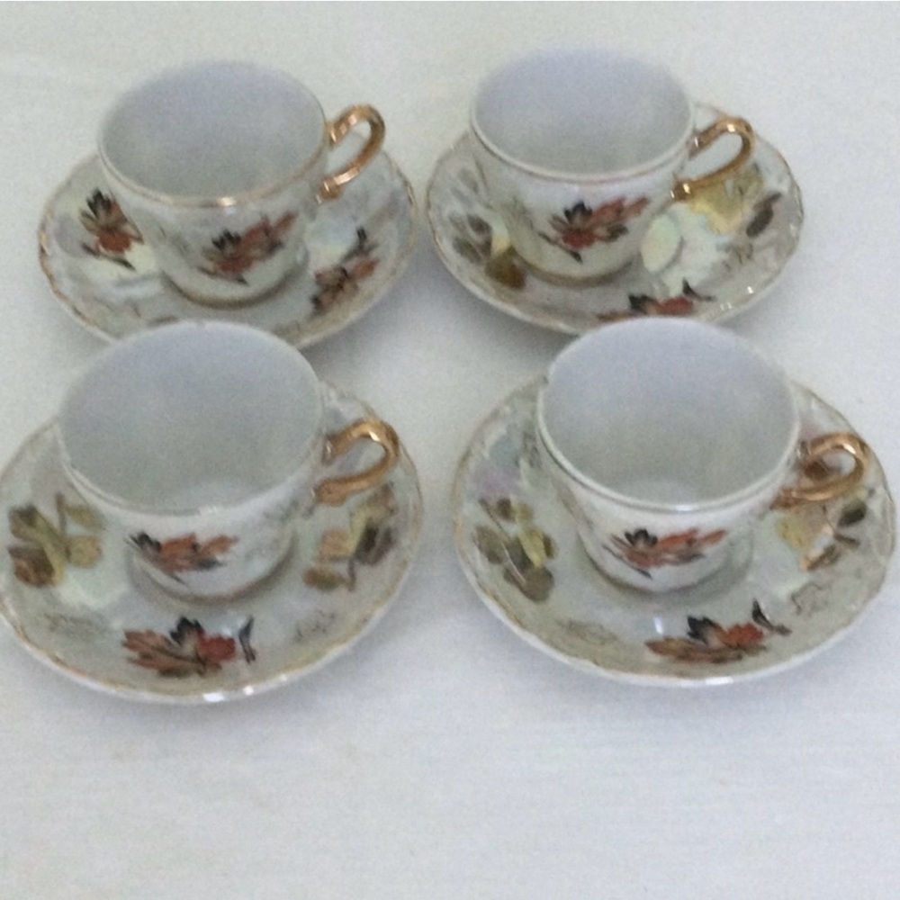 Vintage Sterling China Demitasse cups & Saucers Set of Four no cracks or chips